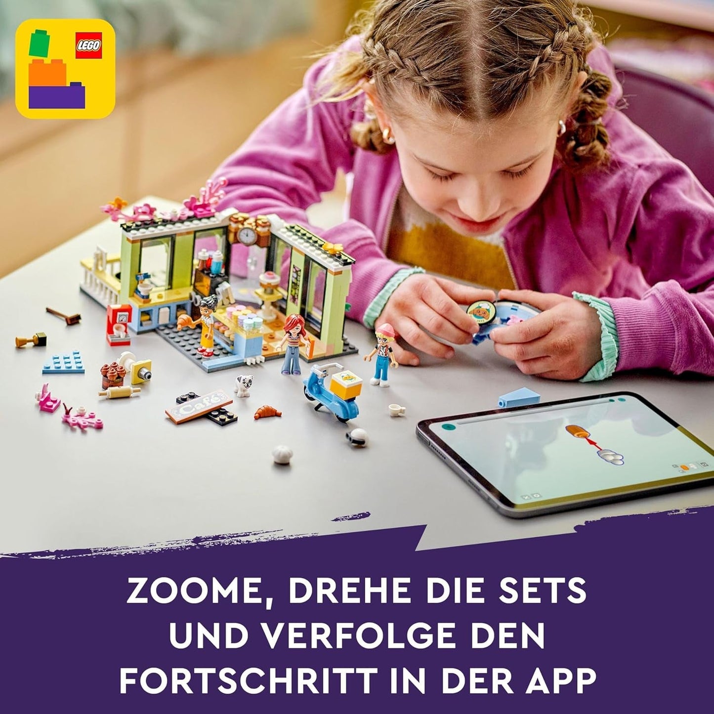 LEGO Friends Heartlake City Café, jouet pour enfants, boulangerie jouet, idée cadeau pour filles et garçons à partir de 6 ans, lot de 3 figurines de jeu et figurine de chien 42618 Jeux de construction Besuche den LEGO-Store