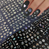 30 Blatt Aurora-Nagelkunst-Aufkleber, Selbstklebende 3D-Blumen-Nagelaufkleber, Aurora-Mond-Stern-Nagelaufkleber pour l'art de l'artisanat, Blatt-Herz-Nageldesign pour DIY-Acrylnägel-Dekoration