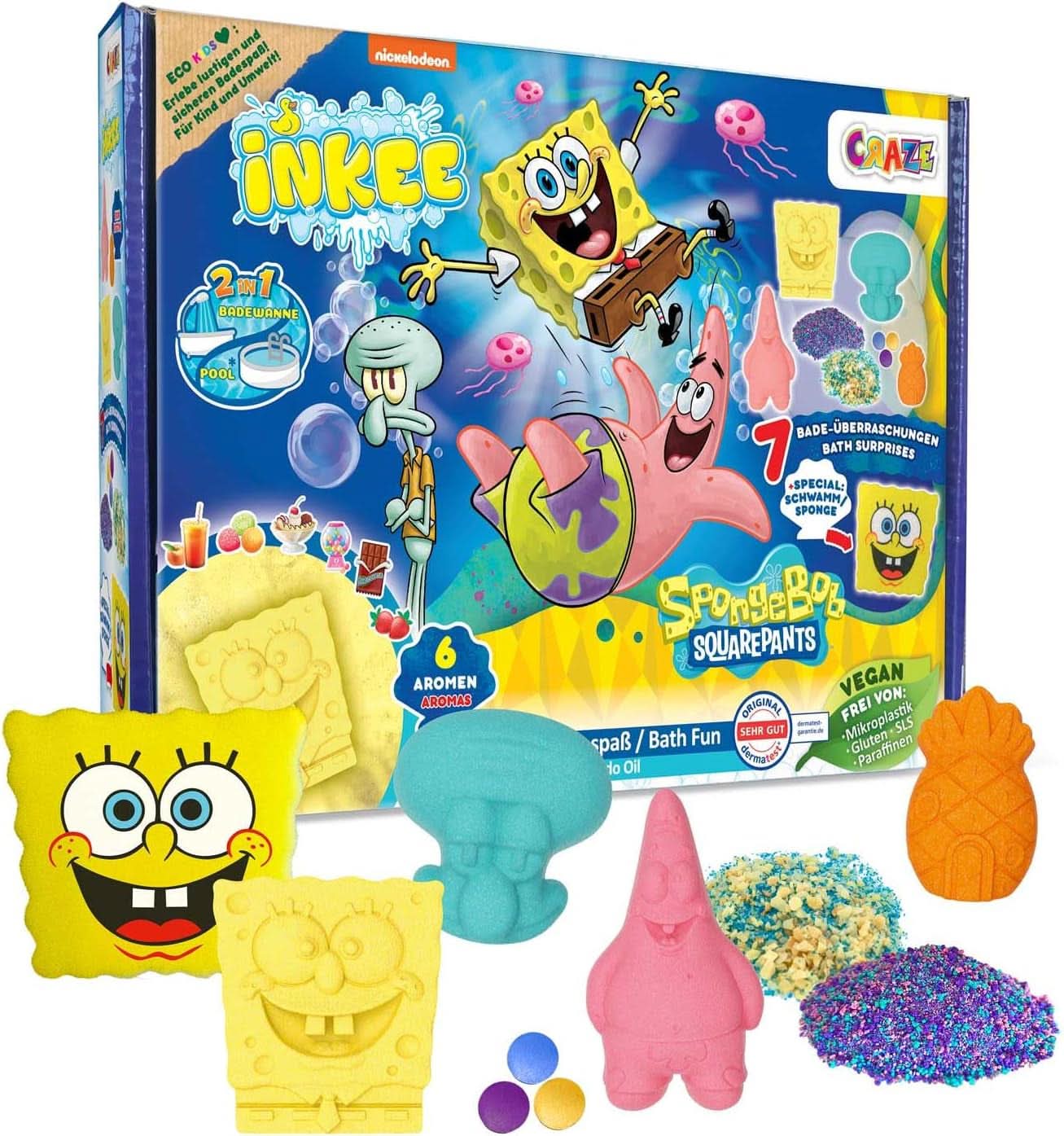 INKEE Bob l'éponge Surprise Bombe de bain pour enfants Bob l'éponge à collectionner 80 grammes Naty Shop Bob l'éponge Ensemble de bain pour enfants