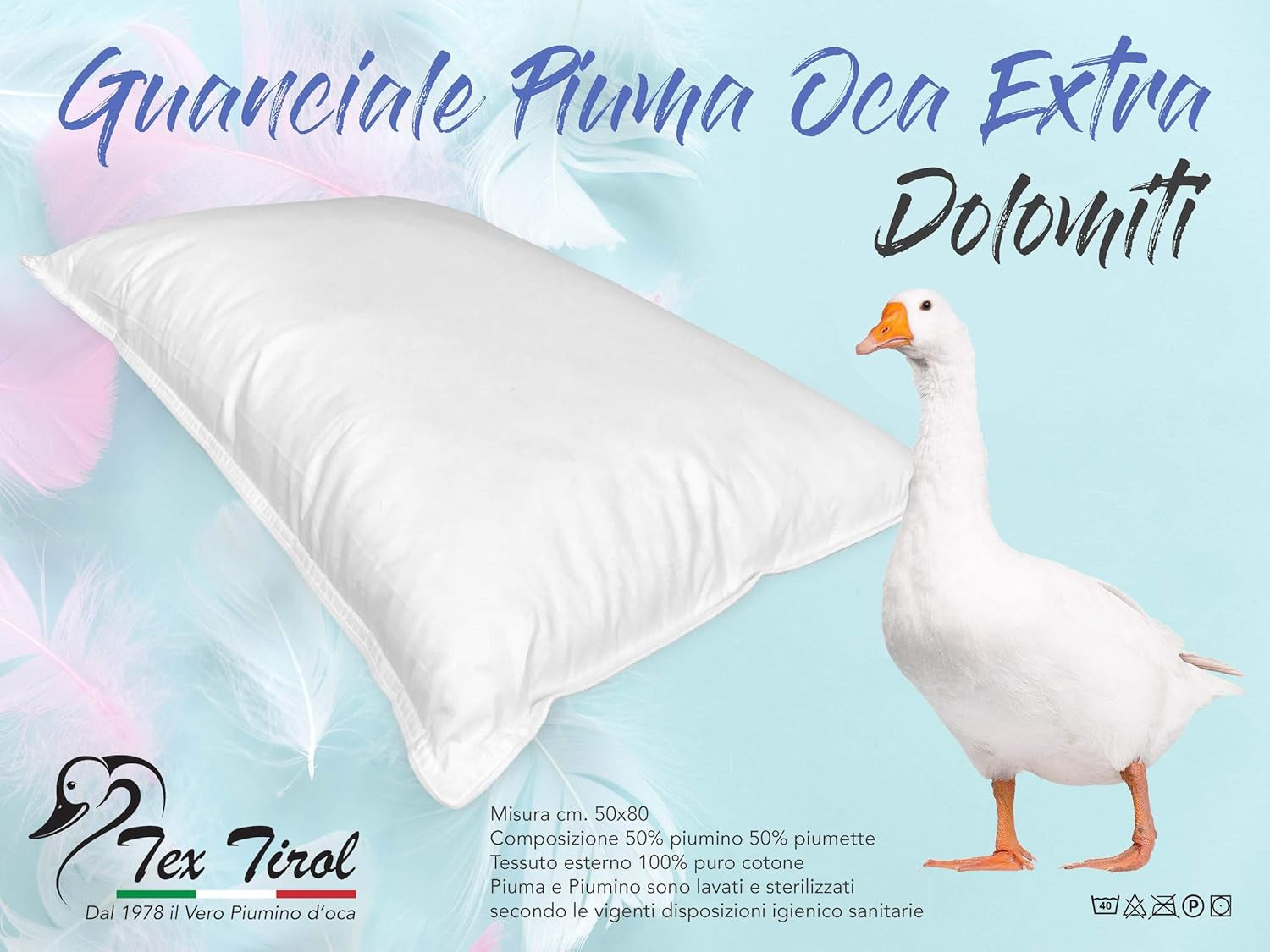 Oreiller Dolomiti Tex Tirol, duvet, duvet d'oie Oreillers standard Naty Shop