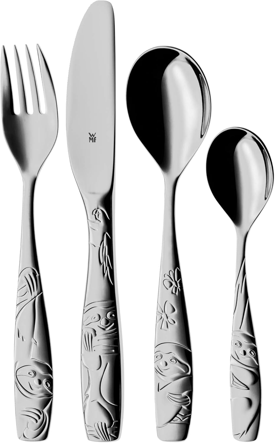 Couverts enfant WMF Paresseux 4 pièces, à partir de 3 ans, Cromargan poli, passe au lave-vaisselle Naty Shop