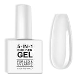 Builder Gel de construction 5 en 1 15 ml, gel de construction d'ongles, gel de construction d'ongles, vernis à ongles d'extension d'ongles UV/LED, extensions, nail art, autocollants, gel de construction d'ongles (blanc)