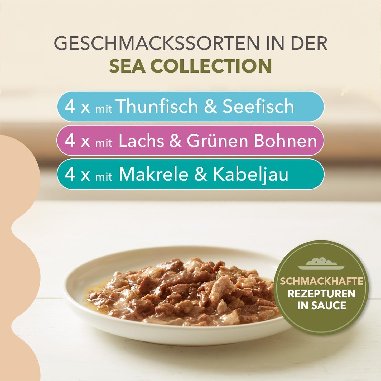 IAMS Delights Sea Collection Nourriture humide pour chats sans céréales - Multipack avec une variété de poissons en sauce, nourriture humide sans céréales pour chats à partir de 1 an, 12 x 85 g