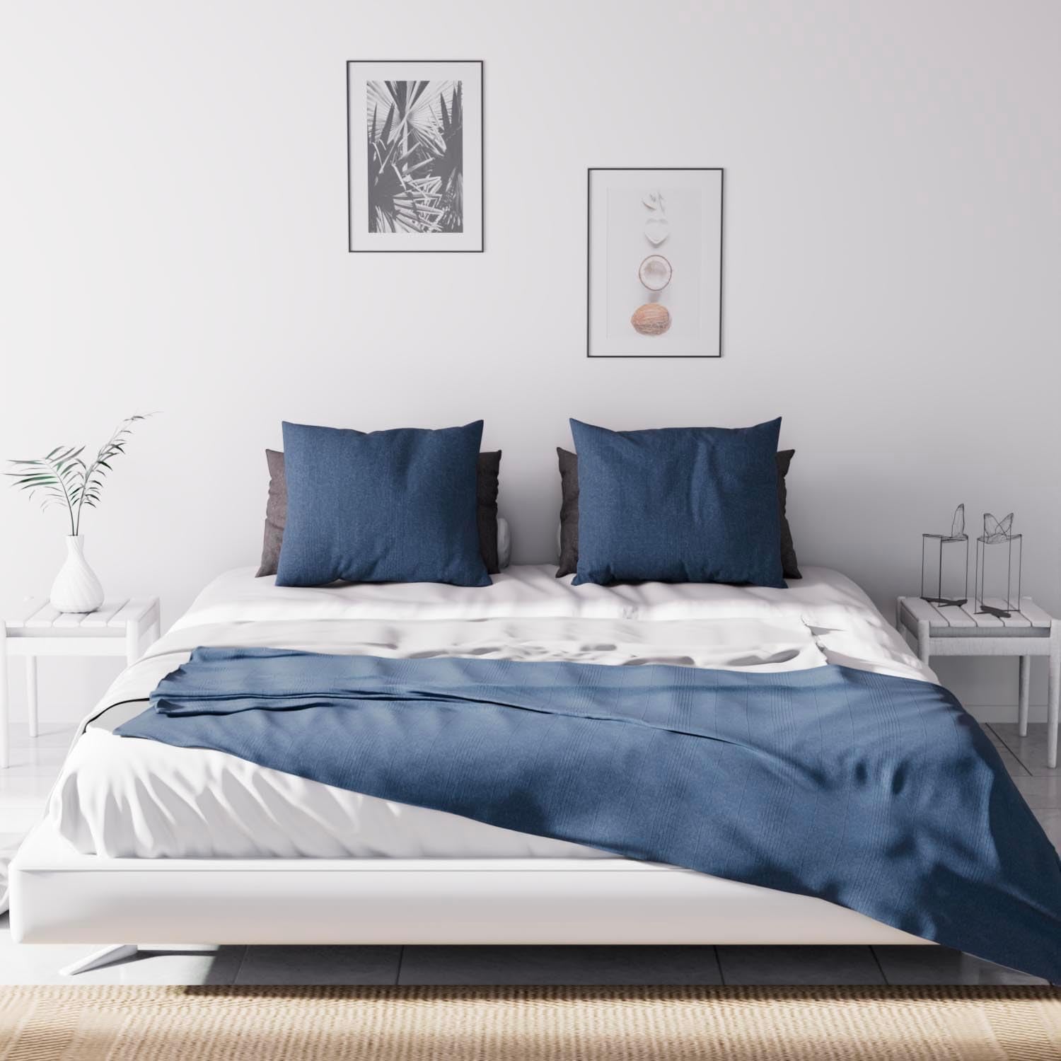 Soleil D'Ocre Adele, Housse Zigzag, Jetée du canapé, Polycoton, Bleu, 220 X 240 Cm Couettes et couettes Naty Shop