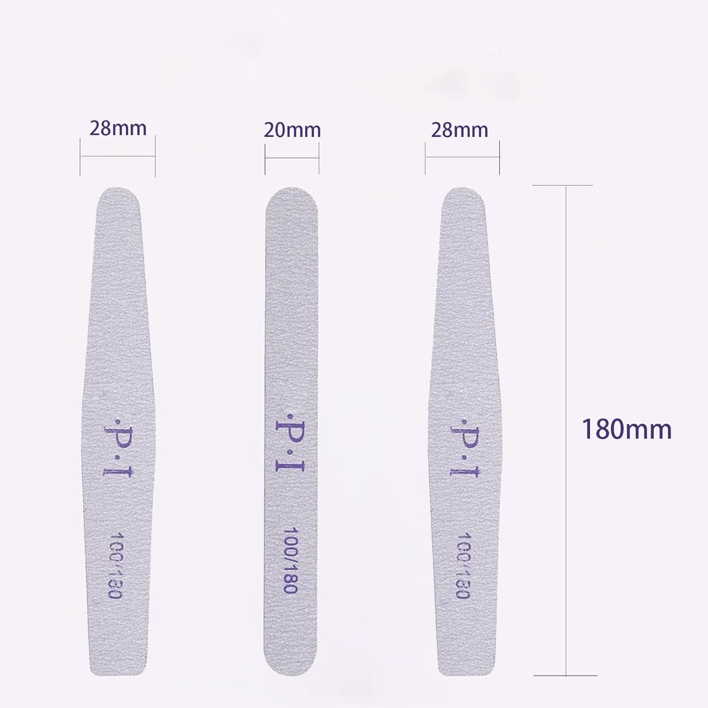 Ensemble de limes à ongles 3 pièces, limes à ongles pour ongles en gel, accessoires pour ongles en gel résistants à l'usure et lavables, lime à ongles professionnelle 100/180 avec 3 formes, blanc