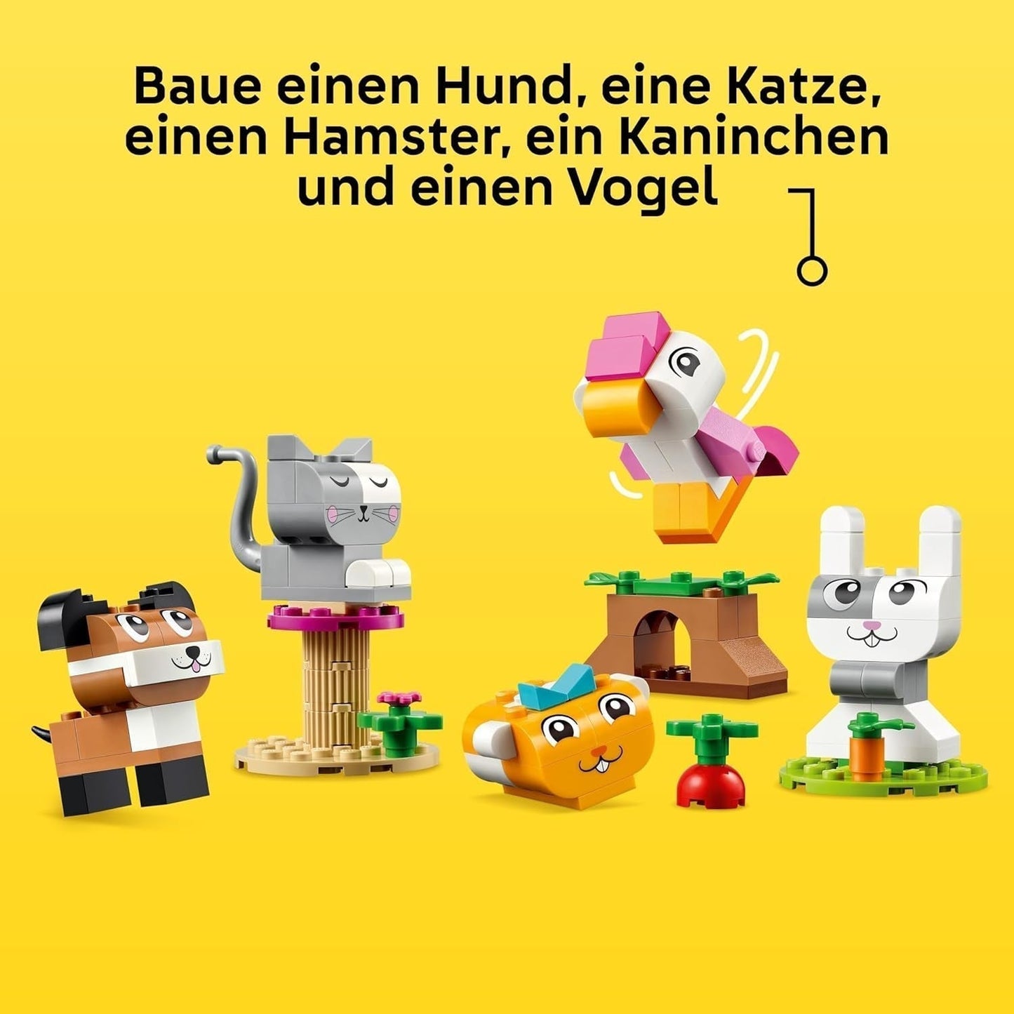 LEGO Classic Creative Animals, boîte avec des briques colorées, construisez des figurines d'animaux en briques comme un chien, un chat, un lapin, un hamster et un oiseau, jouet de construction pour garçons et filles à partir de 5 ans 11034 Jeux de construction Besuche den LEGO-Store