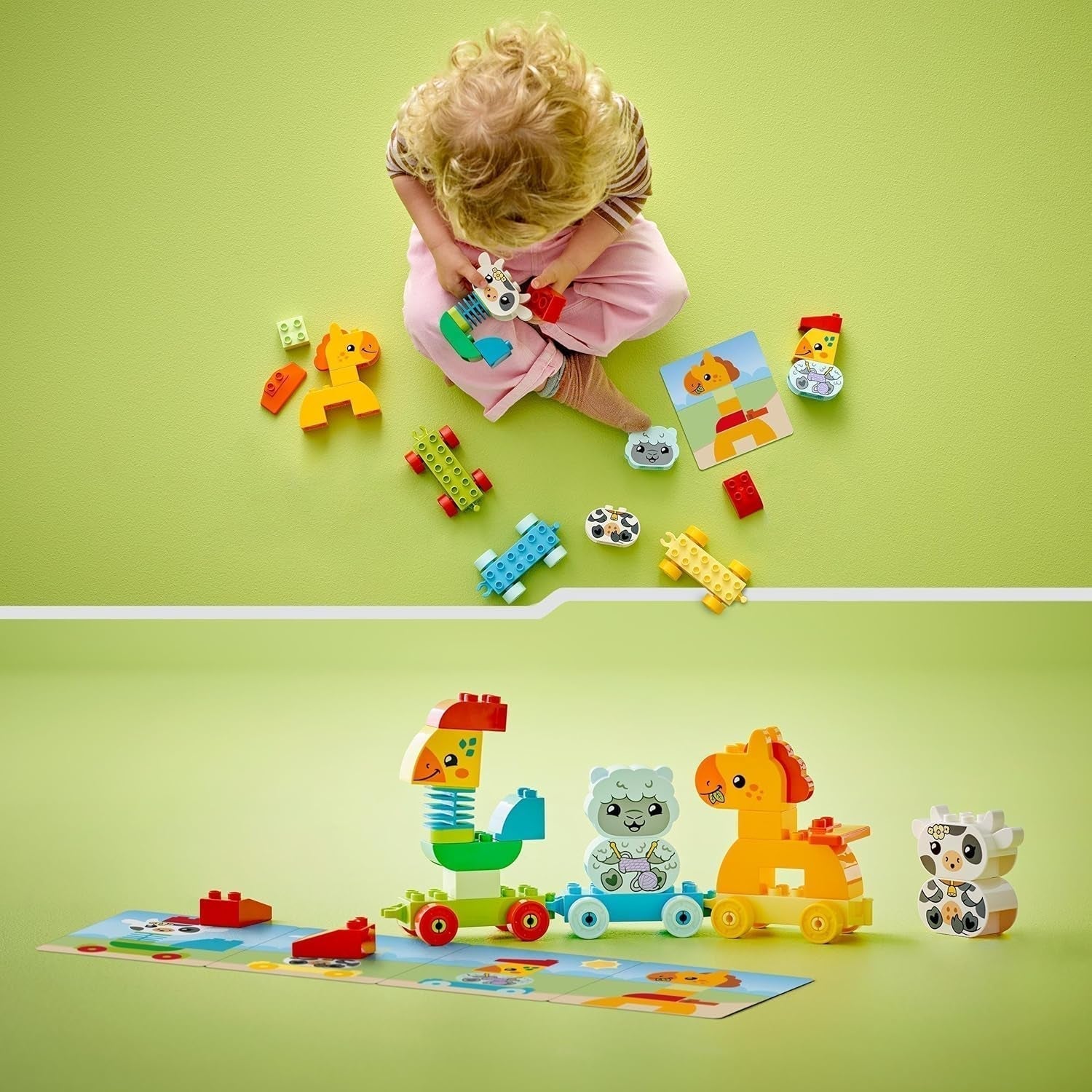 LEGO DUPLO Train animalier, train jouet avec roues, construction et reconstruction créatives de figurines d'animaux, jouet éducatif pour les tout-petits, cadeau d'anniversaire pour les amoureux des animaux, filles et garçons de 1 an et demi 10412 Ensembles de construction Besuche den LEGO-Store