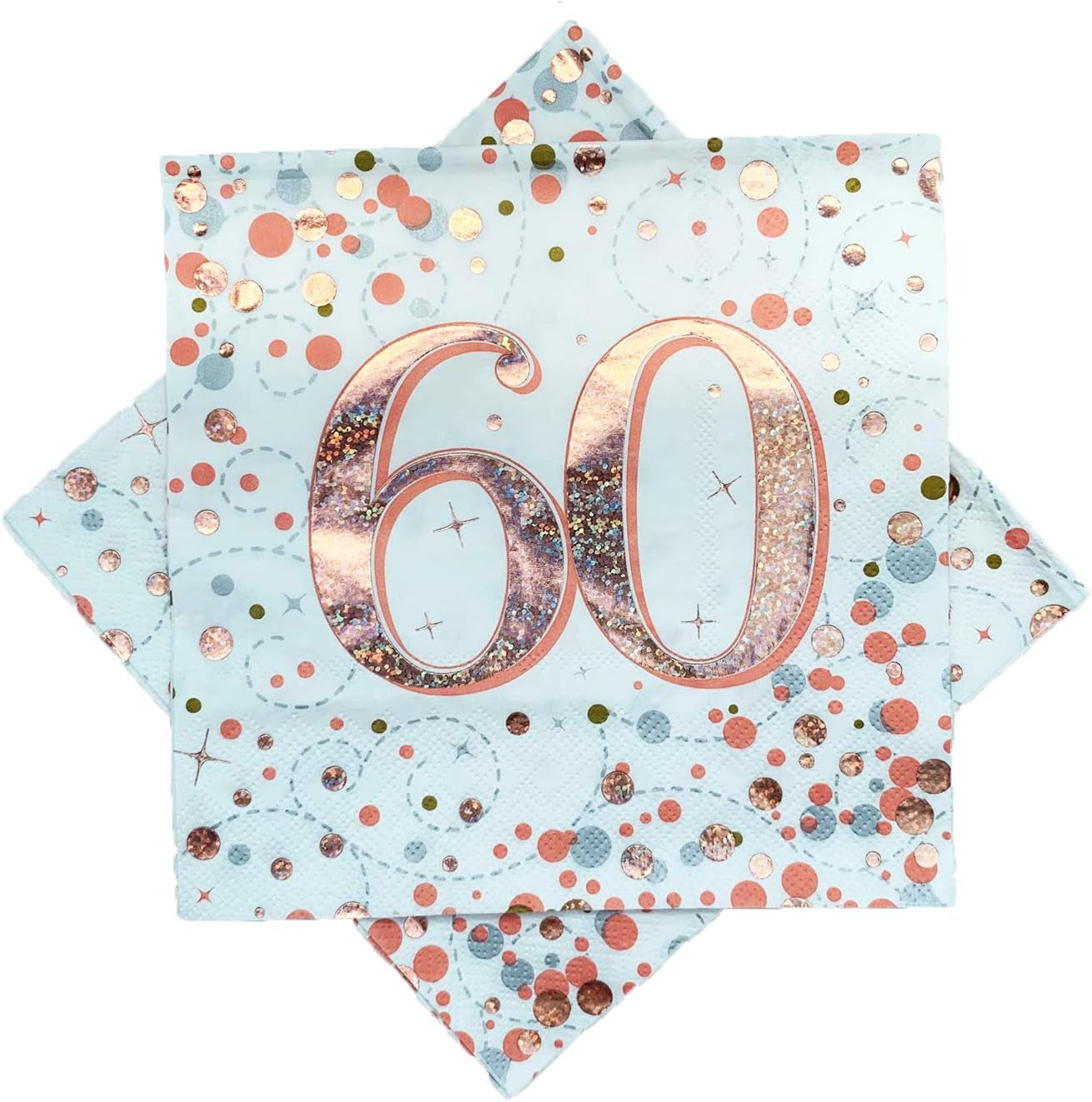 Serviettes Sparkling Fizz 60ème Or Rose 33 cm x 33 cm 3 épaisseurs 16 pièces