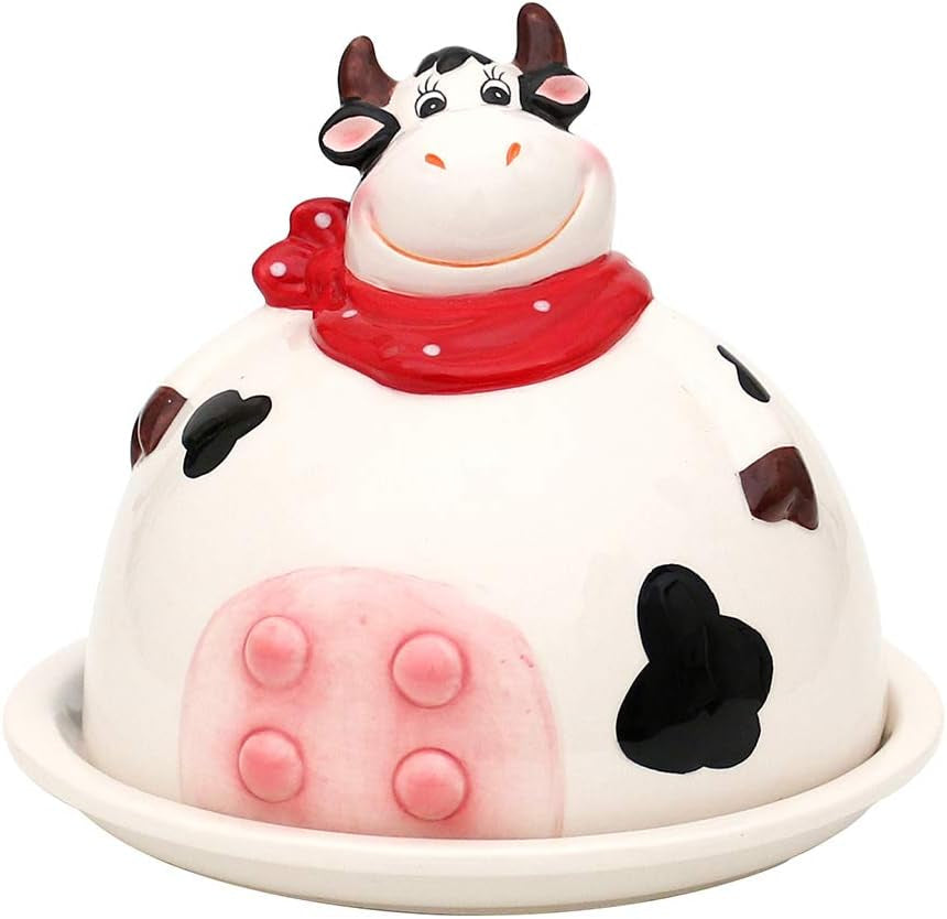 Boîte de rangement en céramique pour vache Dekohelden24, env. 12 x 11 x 20,5 cm, 20 Boîtes de conservation alimentaire Naty Shop Beurrier