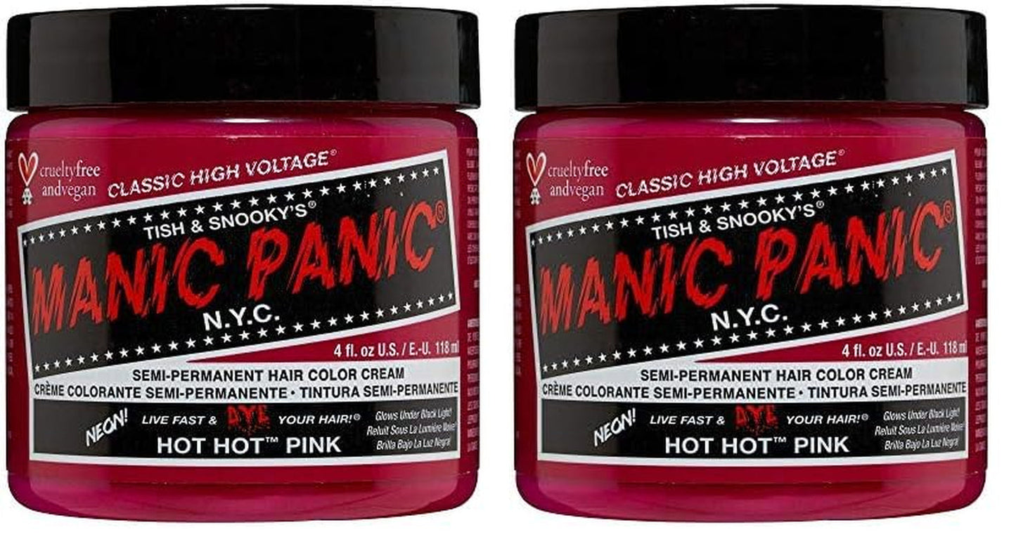 Manic Panic Hot Hot Pink Classic Cream Vegan Cruelty Free Teinture Capillaire Semi Permanente 118 ml Naty Shop Teinture Capillaire Hot Hot Pink 118 Ml (2 Pack)