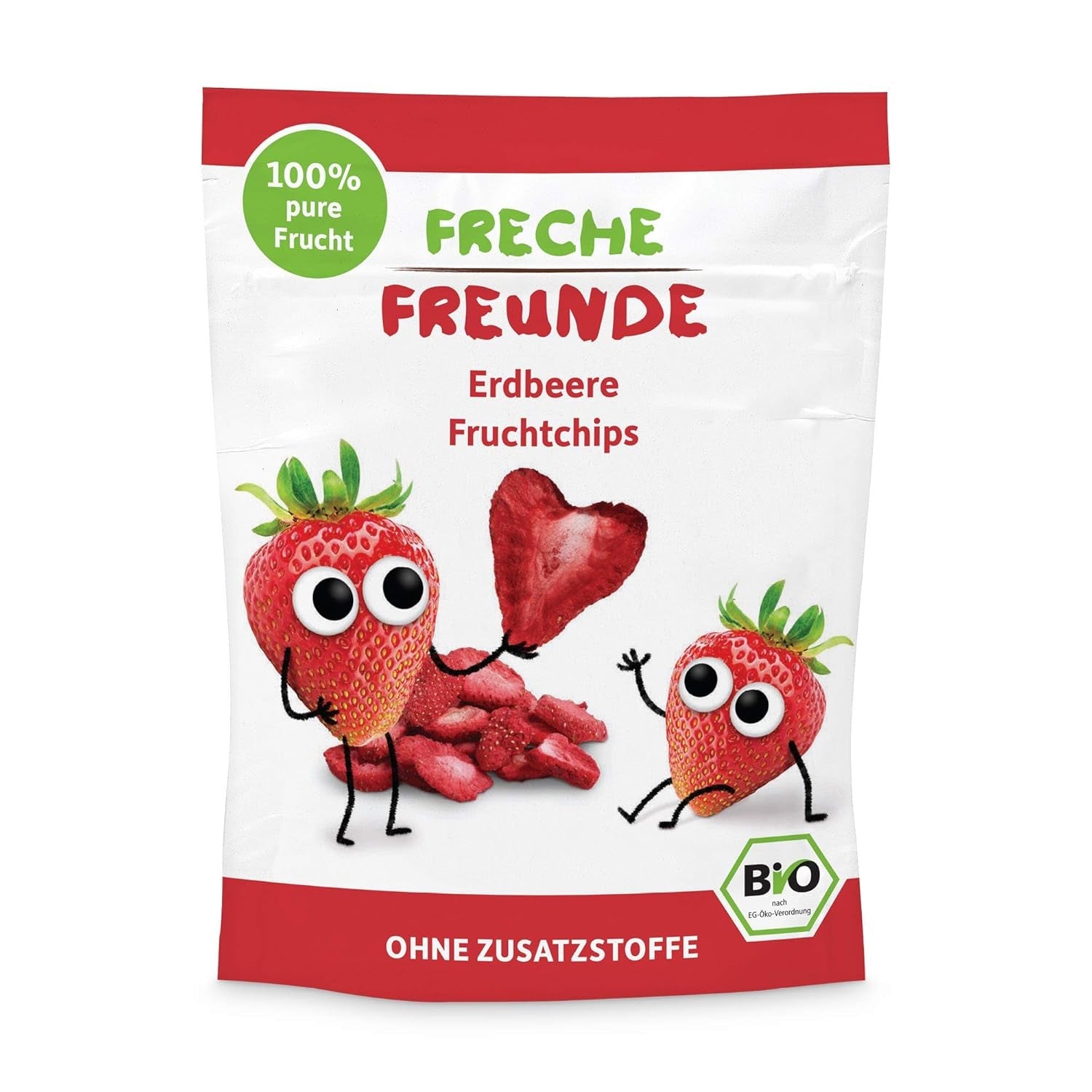 Chips de fruits biologiques 100 % fraises Chips de fraises lyophilisées paquet de 12 (12 x 12 g) et cœurs croustillants banane et fraise collation biologique pour enfants et bébés (9 x 30 g) 270 g