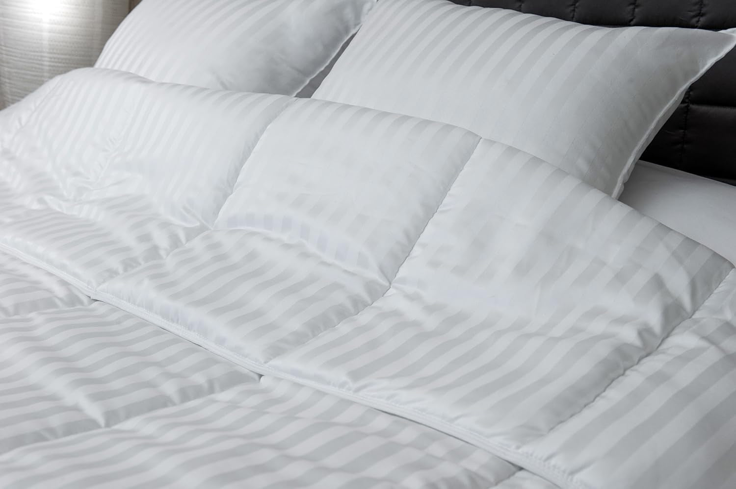 Couette, satin, rayé, 400 G/M², 200 X 200 Cm, microfibre, blanc, 200 X 200 Cm Couettes et couettes Naty Shop 200 Cm X 200 Cm Couette unie
