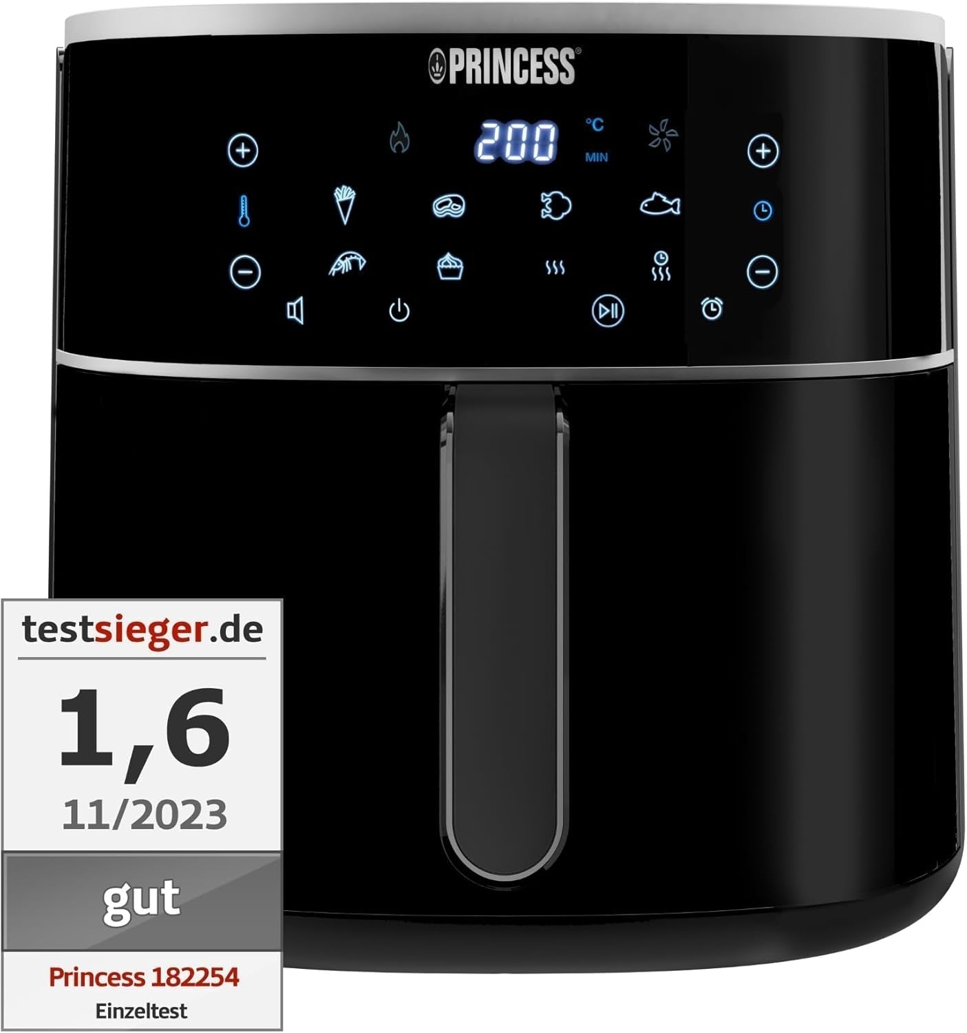 Friteuse à air chaud numérique Princess - Capacité du bol variable - 8 litres maximum - 6 programmes prédéfinis Électroménager Naty Shop 8 litres