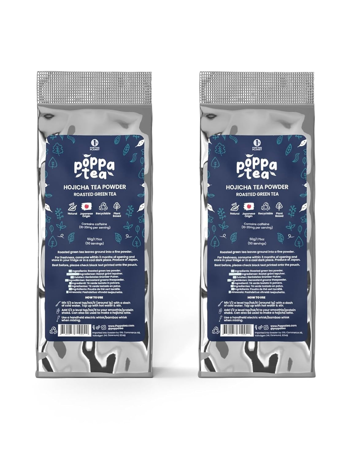 Poudre de thé Poppatea Hojicha - Thé vert torréfié (sachet de recharge de 50 g)
