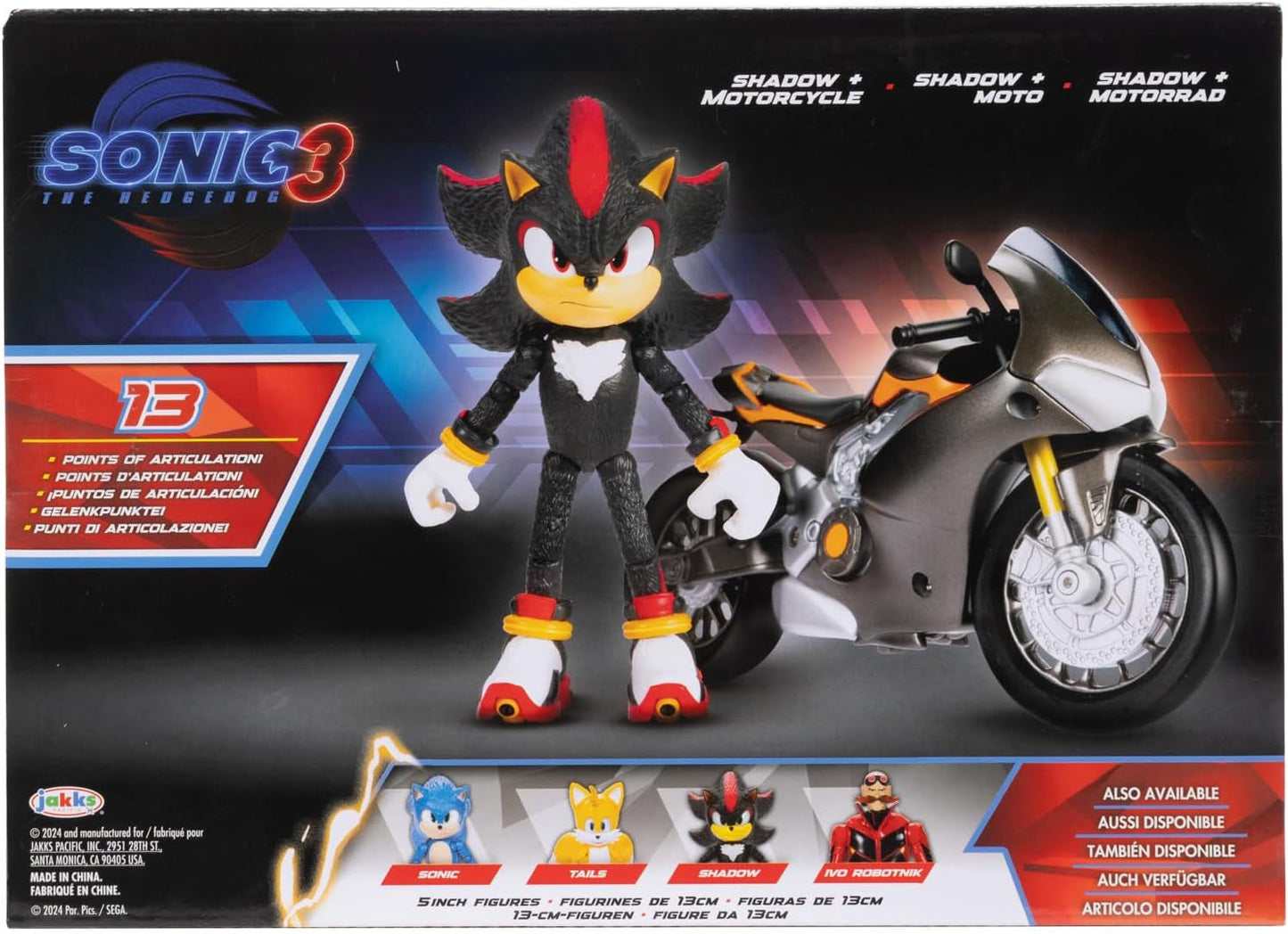 Sonic 3 The Movie Shadow Figure, 15 cm, mobile, y compris Shadow Mobile de Jakks Pacific, Acoustic, Black Action figures Naty Shop
