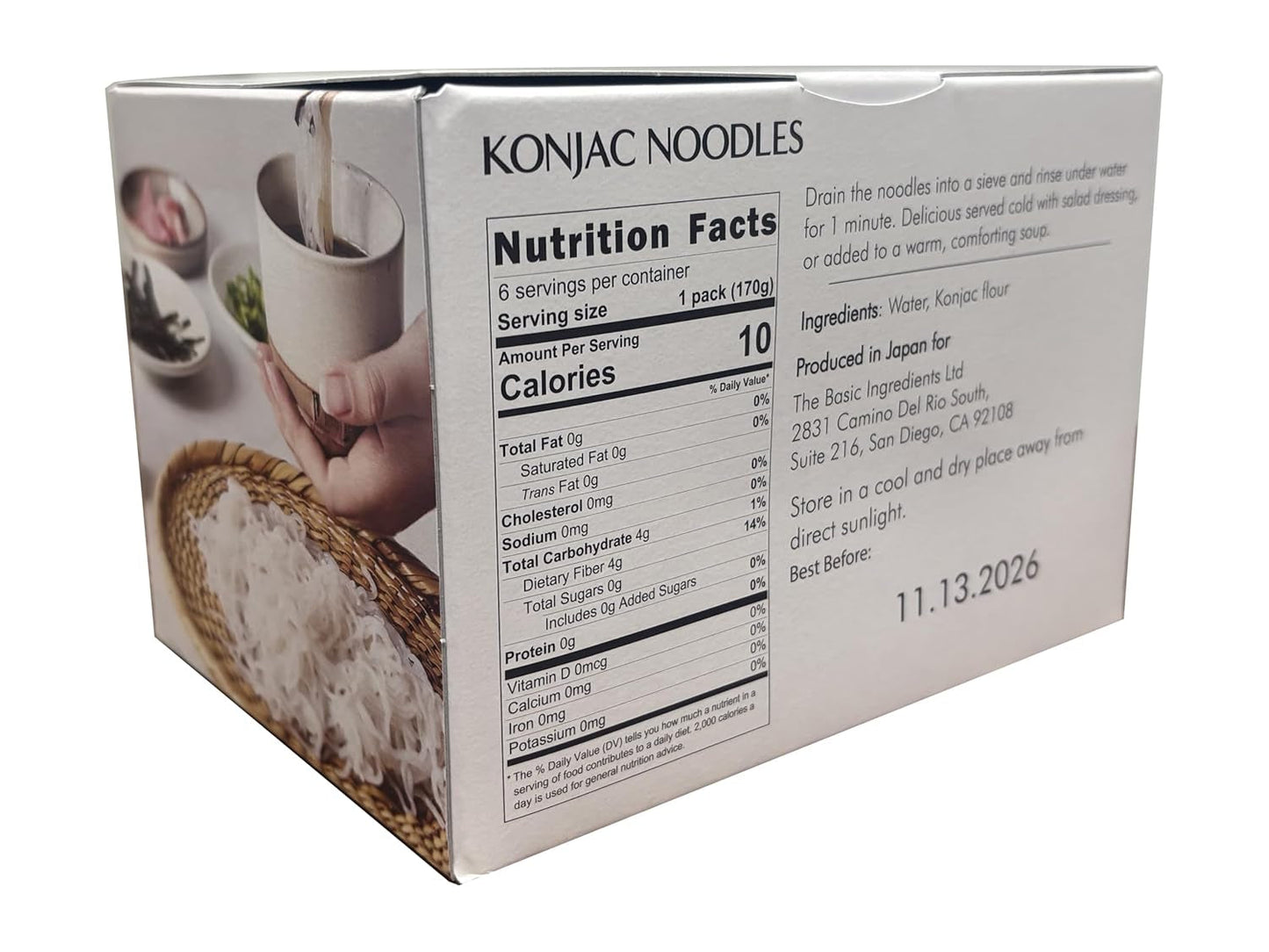 Nouilles shirataki konjac du Japon, 6 x 170 g | Régime céto | Zéro glucides | Sans gluten Faible en calories
