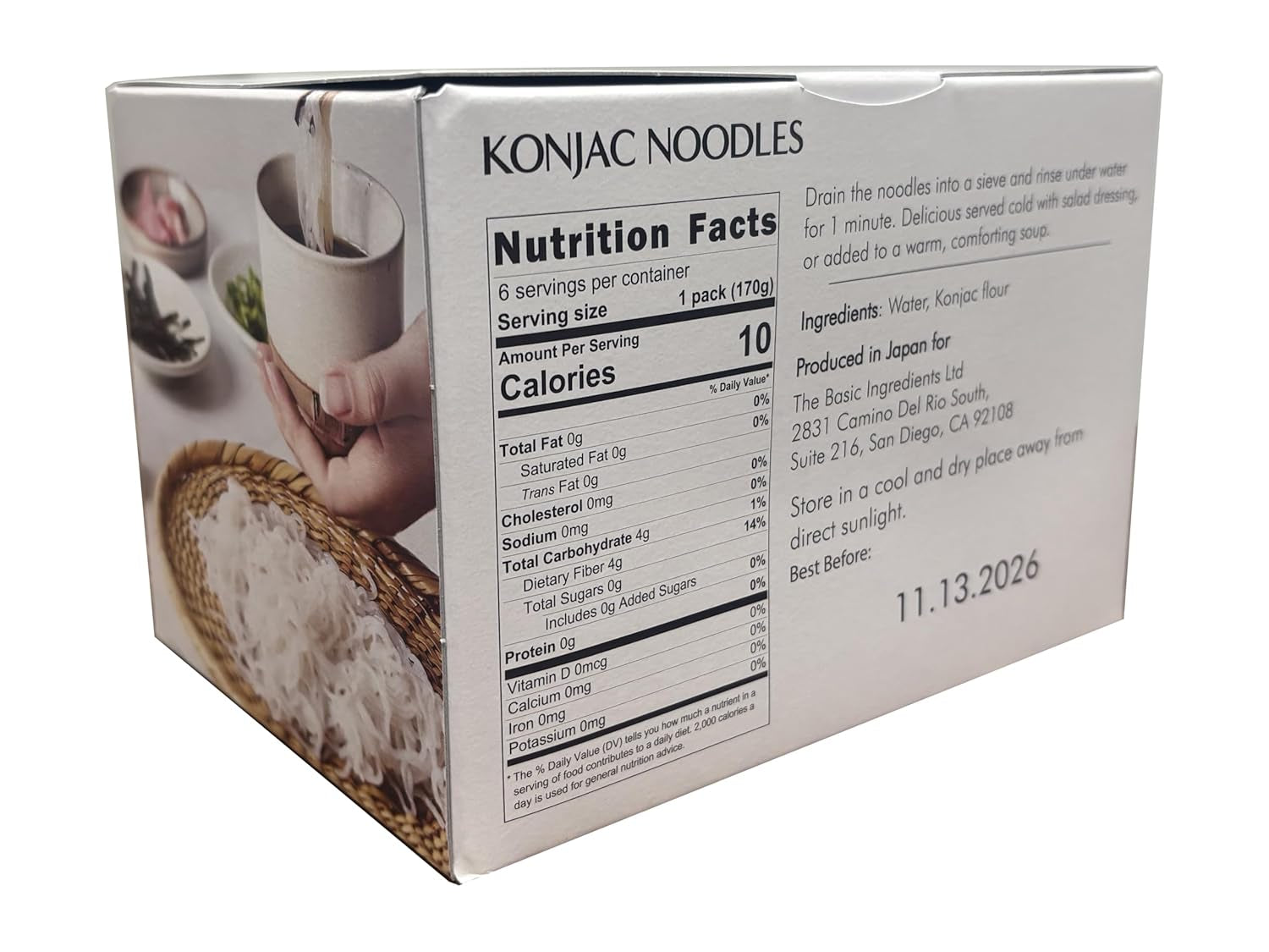Nouilles shirataki konjac du Japon, 6 x 170 g | Régime céto | Zéro glucides | Sans gluten Faible en calories
