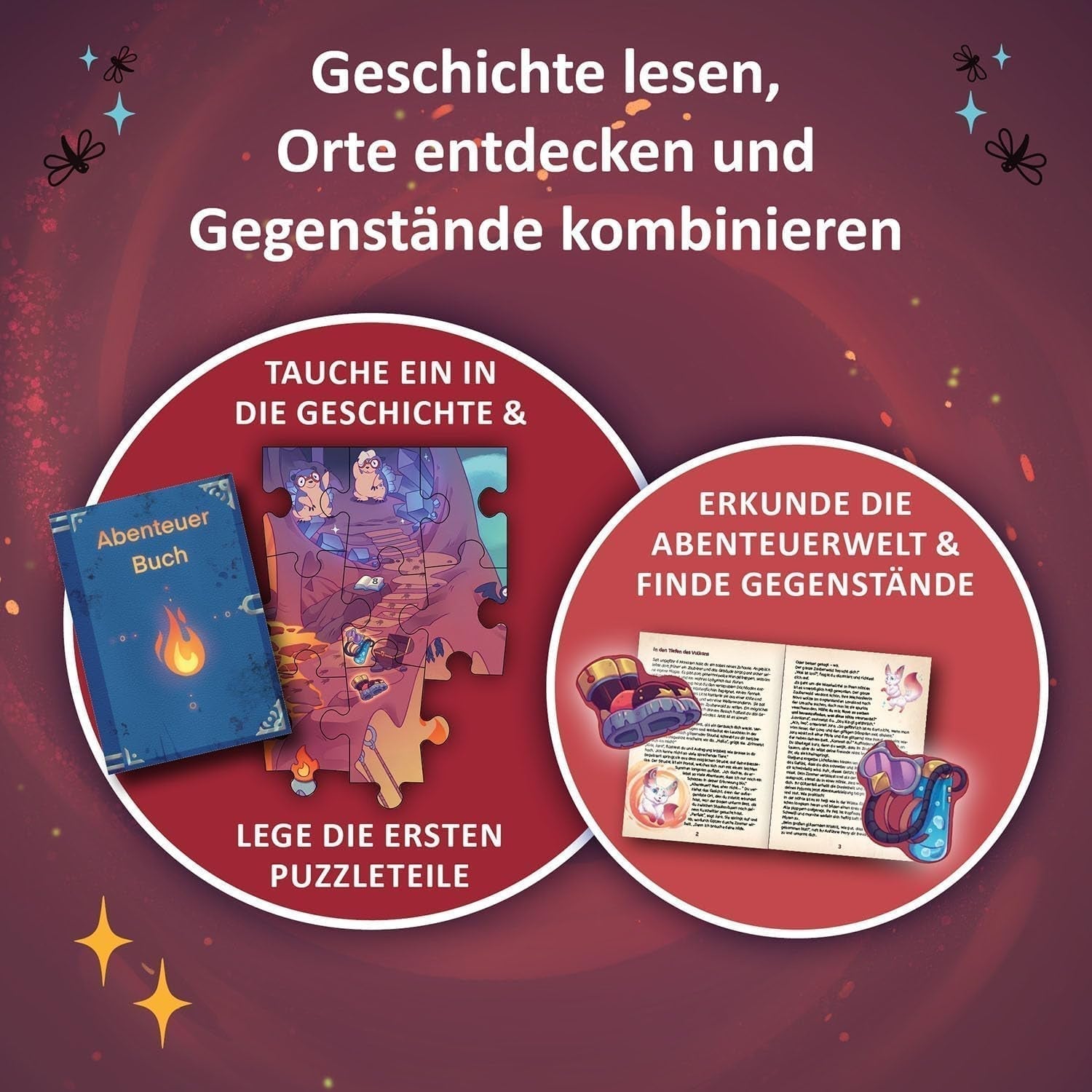 KOSMOS 684853 Puzzle aventure Den Tiefen Des Vulkans, 258 pièces, puzzle d'aventure interactif pour enfants de 8 ans et plus, découvrez une histoire d'aventure avec chaque pièce de puzzle Puzzle Naty Shop