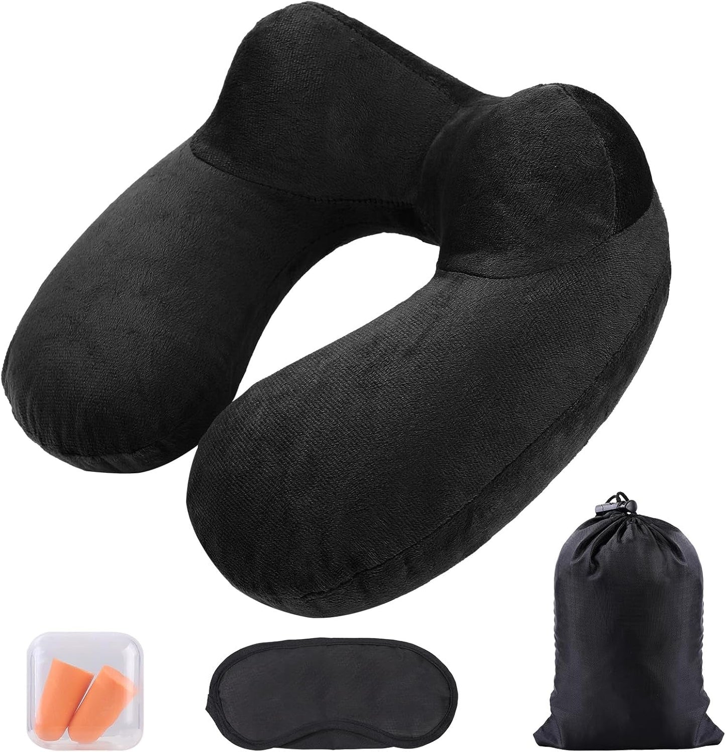 Oreiller cervical gonflable de voyage, oreiller cervical gonflable compact et rapide avec housse de coussin lavable pour les voyages en voiture, avion, train, bureau, famille