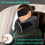 KILDOWS Oreiller Cervical Avion, Oreiller de Voyage en Mousse à Mémoire de Forme, Oreiller de Voyage Avion avec Masque pour les Yeux et Bouchons d'Oreilles, Oreiller Cervical Orthopédique, Idéal pour Voyager en Avion, Voiture, Train Oreillers Cervicaux Orthopédiques Naty Shop