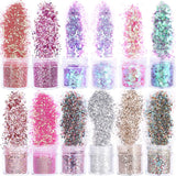 HOWAF 12 boîtes de pinceaux à paillettes pour le visage et le corps, maquillage à paillettes pour les yeux, les lèvres, les cheveux, décoration du corps, Halloween, Noël, festival, mascarade, accessoires de maquillage