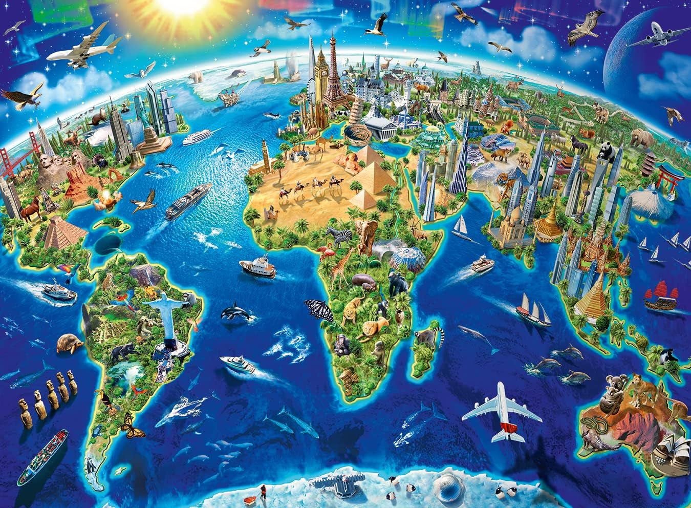 Puzzle pour enfants Ravensburger - 12722 Grand monde vaste - Puzzle de carte du monde pour les enfants à partir de 8 ans, avec 200 pièces au format XXL Puzzle Naty Shop