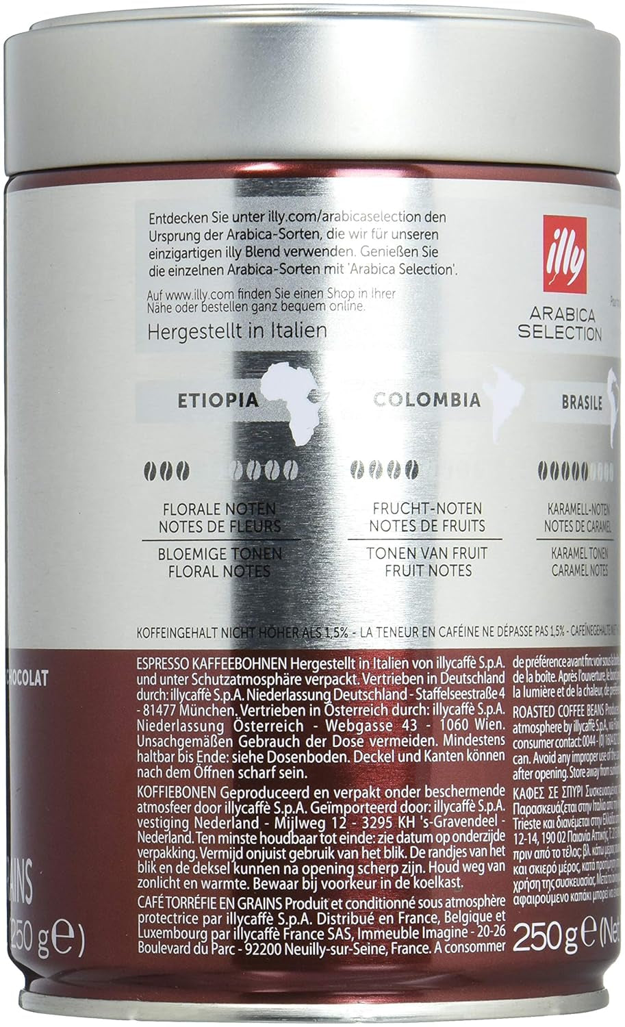 Café Illy, grains d'espresso de la sélection Arabica du Guatemala - 250 g