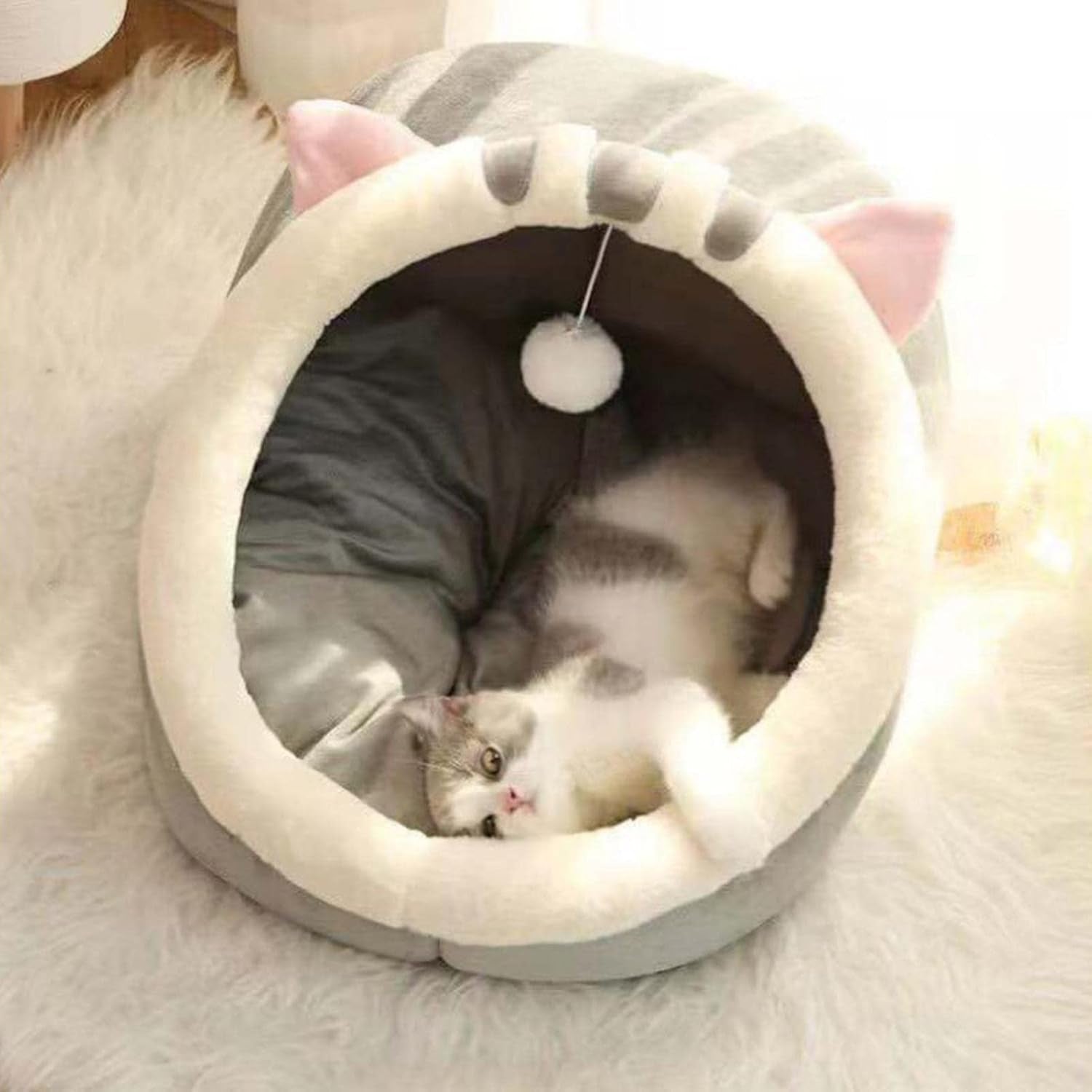 Katzenhaus Für Indoor Winterfest Wasserdicht Und Warm katzenhöhle Katzen Wasserdichtes Wetterfestes Faltbares Tierheim Warm Pet Nest, für Kleine bis Mittlere Größe Katzen