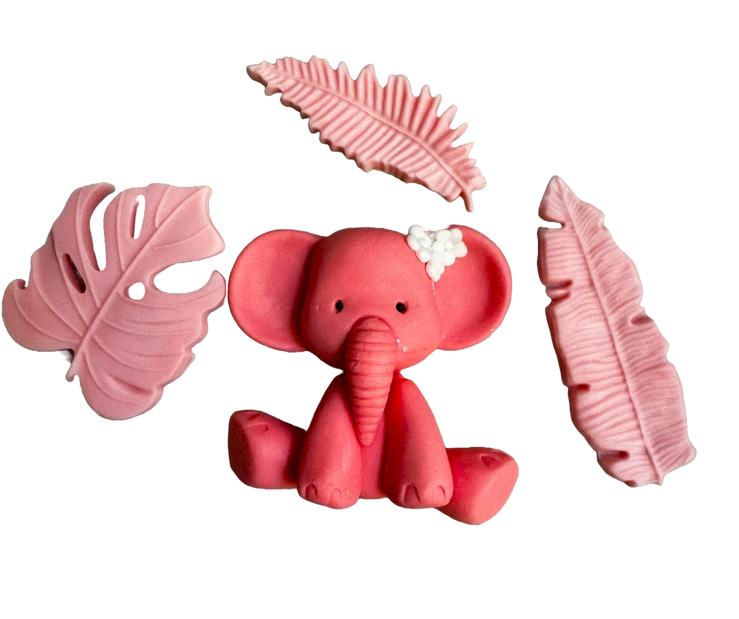 Lot de 4 décorations comestibles en sucre, baptême, éléphant, filles Décorations en pâte à sucre Naty Shop