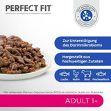 Sélection de nourriture humide Perfect Fit Adult 1+ au saumon, poissons d'eau profonde, bœuf et poulet, 48 sachets, 12x85g (paquet de 4) - Nourriture humide premium pour chat adulte à partir de 1 an