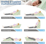 INFANZIA Oreiller compensé pour lit, oreiller d'angle, oreiller triangulaire, pliable, mousse à mémoire de forme, apnée du sommeil, reflux acide, élévation des jambes, lecture, vert