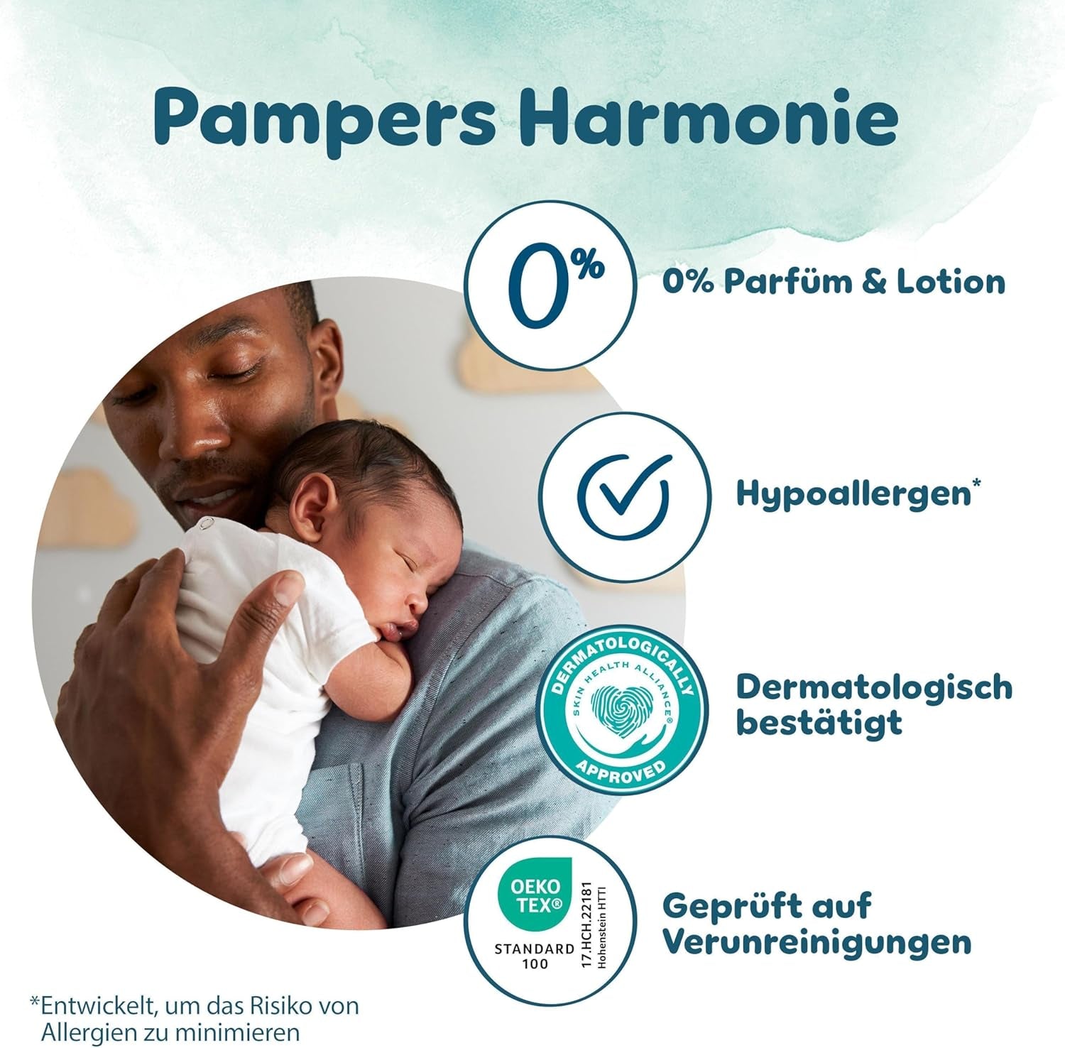 Couches Pampers Harmony taille 1, 180 couches, 2kg-5kg, protection douce de la peau avec protection 100% Pampers