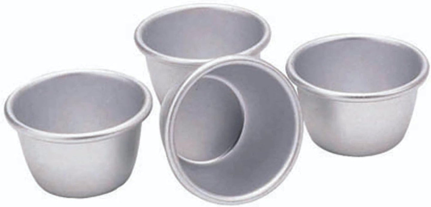 Kitchencraft Mini Moules à Pudding Aluminium Anodisé 7,5 cm Ensemble de 4 Moules et Plateaux de Cuisson Argenté Naty Shop