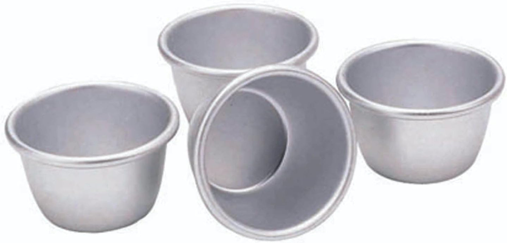 Kitchencraft Mini Moules à Pudding Aluminium Anodisé 7,5 cm Ensemble de 4 Moules et Plateaux de Cuisson Argenté Naty Shop