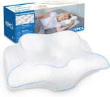 HOMCA Oreiller cervical, oreiller ergonomique en mousse à mémoire de forme, housse de coussin rafraîchissante 3D pour position couchée, latérale ou couchée, 62 x 41 x 9,5/12,5 cm Oreillers orthopédiques cervicaux Naty Shop Blanc
