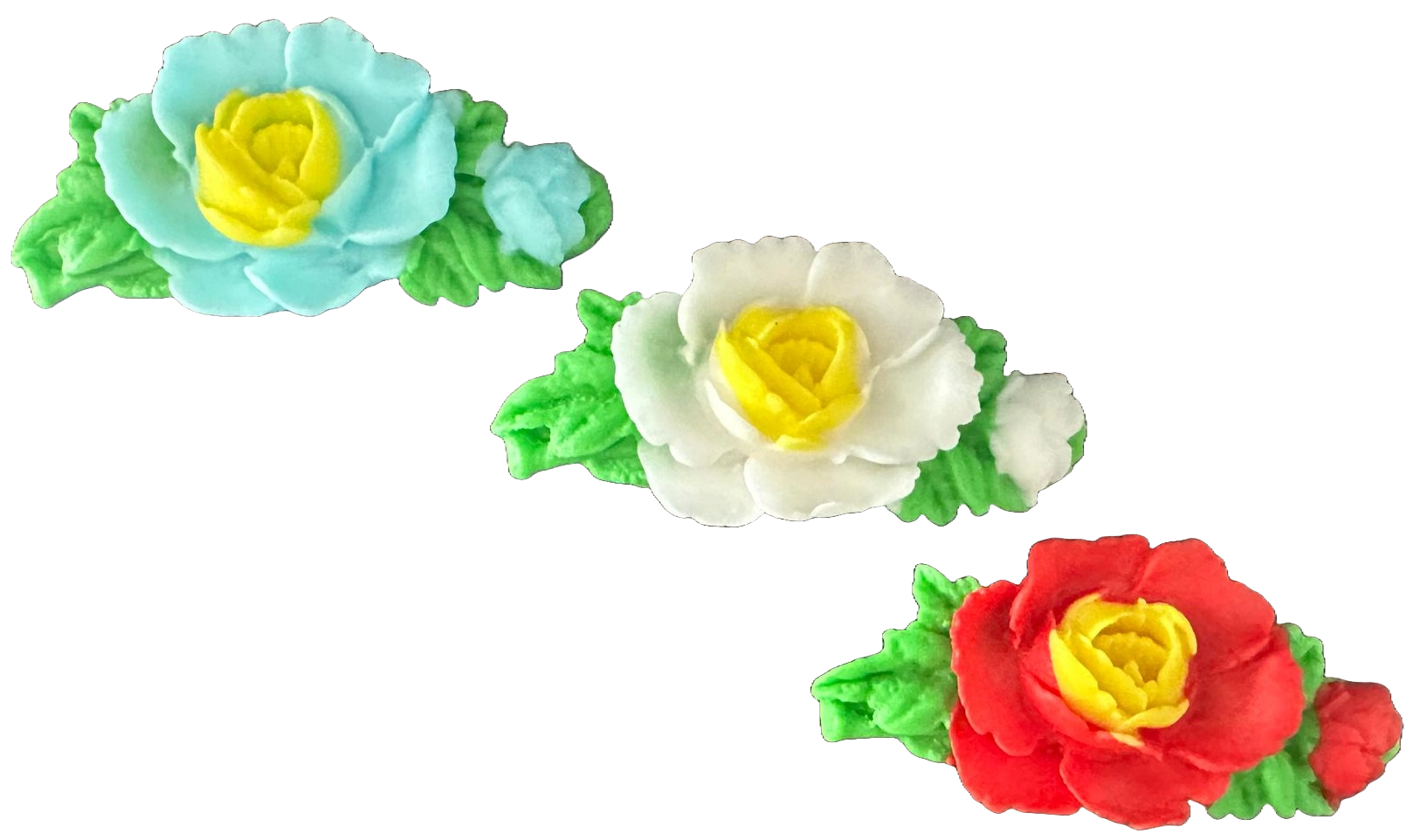 Lot de 3 décorations comestibles en sucre, décorations roses de chez Sugar Paste Nati Shop