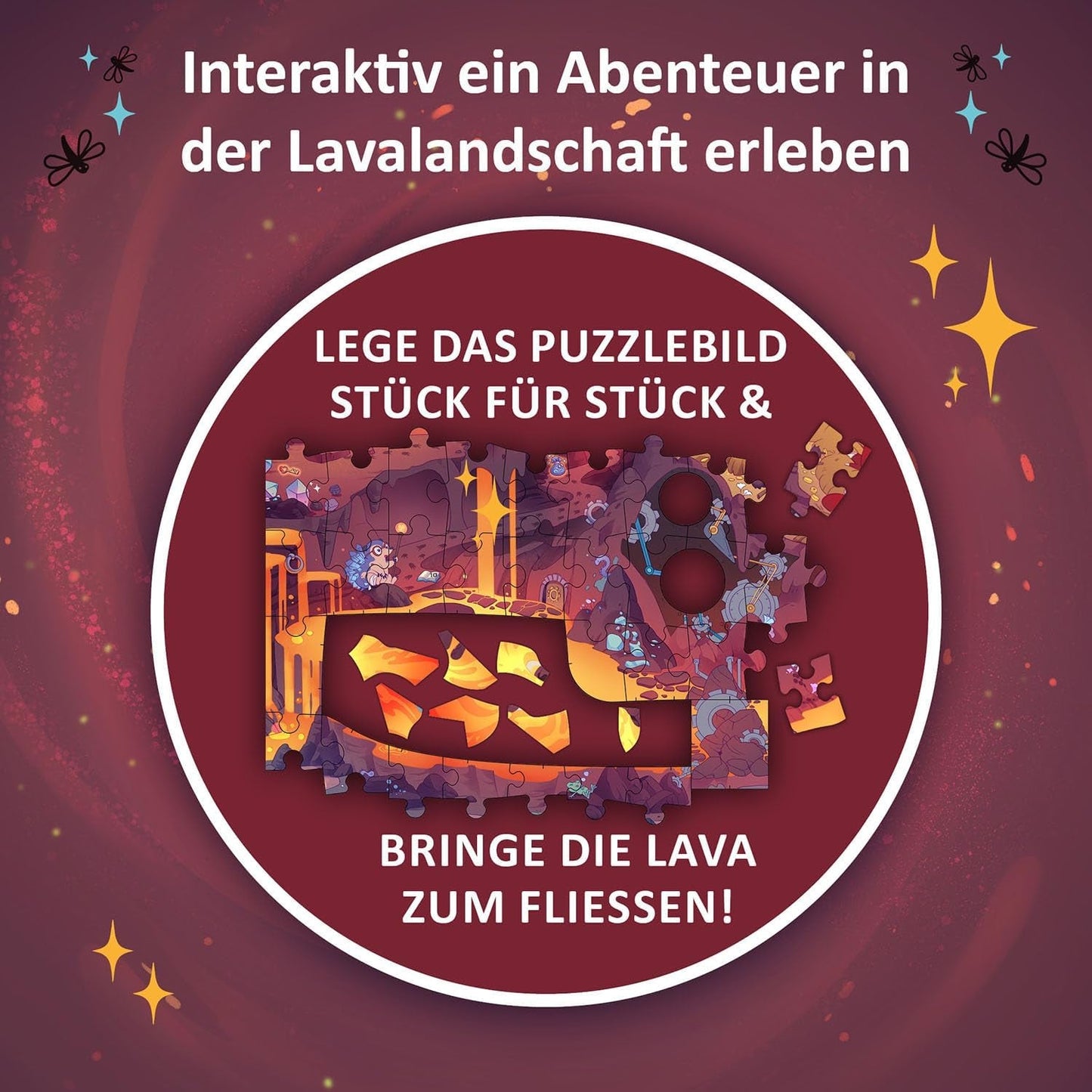 KOSMOS 684853 Puzzle aventure Den Tiefen Des Vulkans, 258 pièces, puzzle d'aventure interactif pour enfants de 8 ans et plus, découvrez une histoire d'aventure avec chaque pièce de puzzle Puzzle Naty Shop