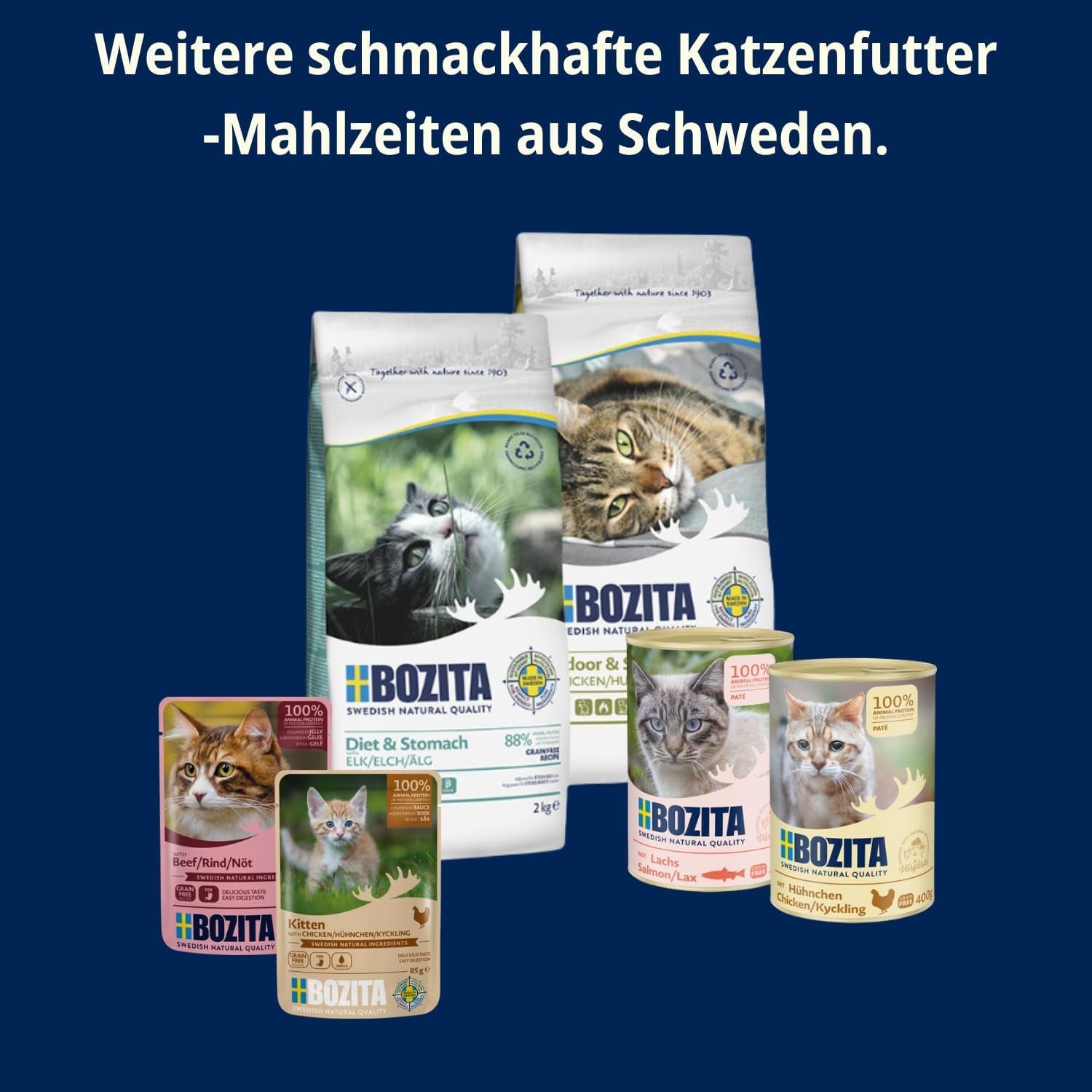 Bozita Mousse MSC Saumon - 12 x 85g nourriture humide pour chat à la texture fine de mousse et de saumon - recette sans céréales, sans sucres ni colorants ajoutés - avec postbiotiques pour soutenir la flore intestinale