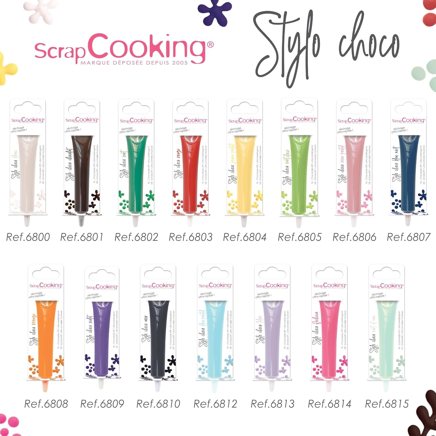 Scrapcooking - Stylo à Sucre Jaune Pastel - Sucre d'Écriture Jaune 25 g - Stylo à Sucre Comestible Décoratif - Écriture et Dessin - Etiquetage Fondant, Glaçage, Gâteaux - 6804