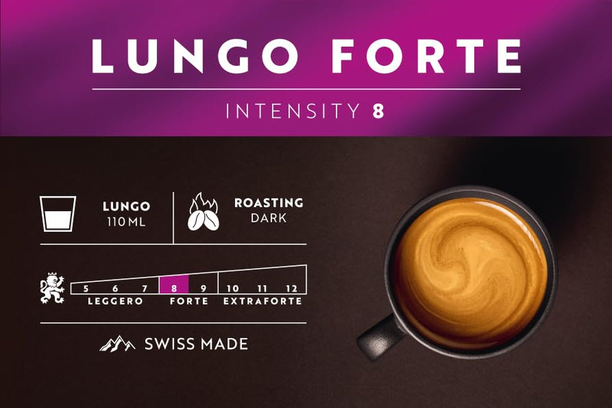 Café Royal Professional Pads, Lungo Forte, 50 dosettes Nespresso (R) Professional compatibles pour le bureau et la gastronomie, certifiées Rainforest Alliance, 100 % de café Arabica, intensité 8