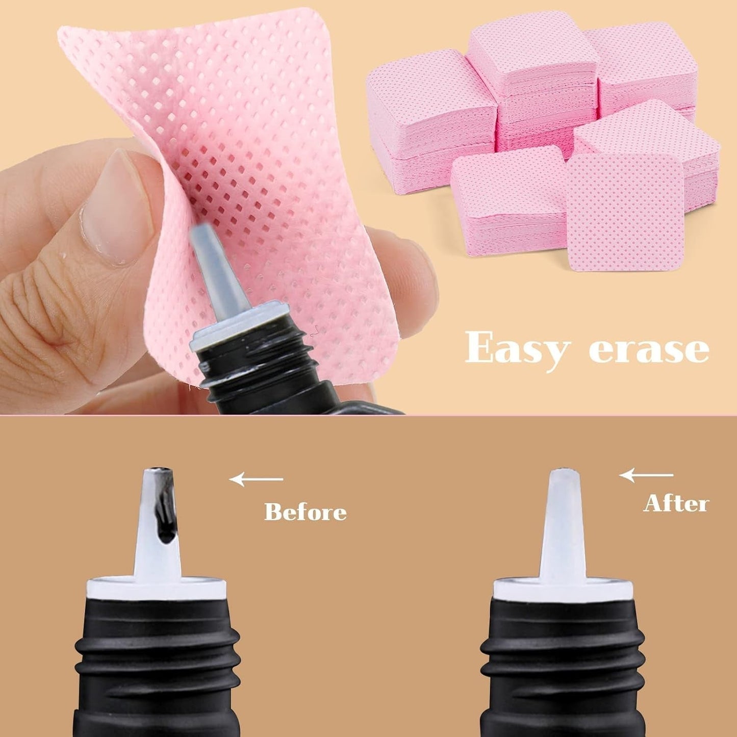 300 pcs Nagellackentferner Pads, Fusselfreie Nägel Wattepads Für Nägel Nagellackentferner Lint Free Nail Wipes Cleaner Gelnägel - Rose