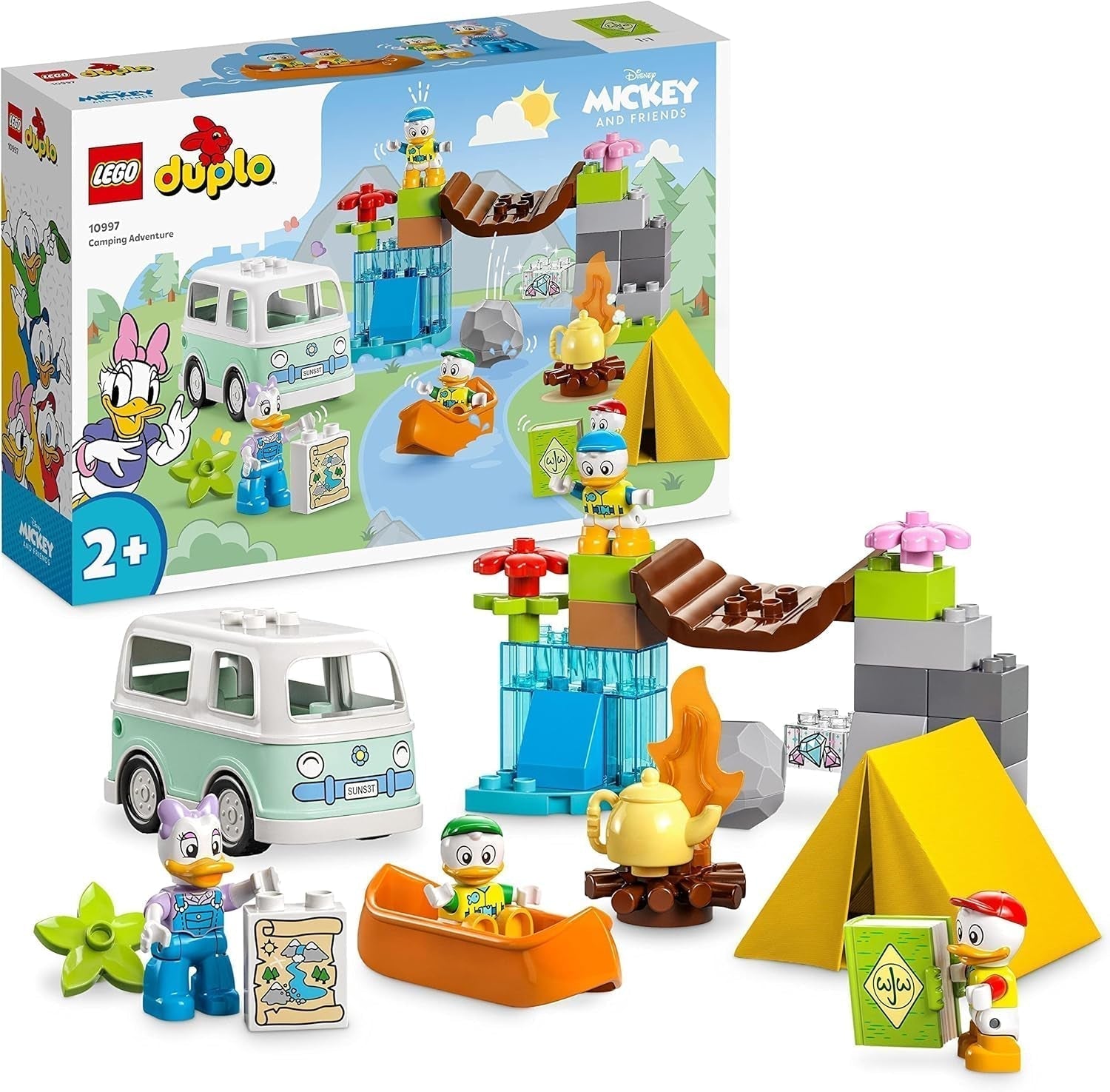 LEGO 10997 DUPLO Disney Mickey et ses amis Ensemble d'aventure en camping avec camping-car, canoë et figurine Daisy Duck, jouet de construction cadeau pour les tout-petits à partir de 2 ans, ensembles de construction pour filles et garçons Beuche den LEGO-Store Singur