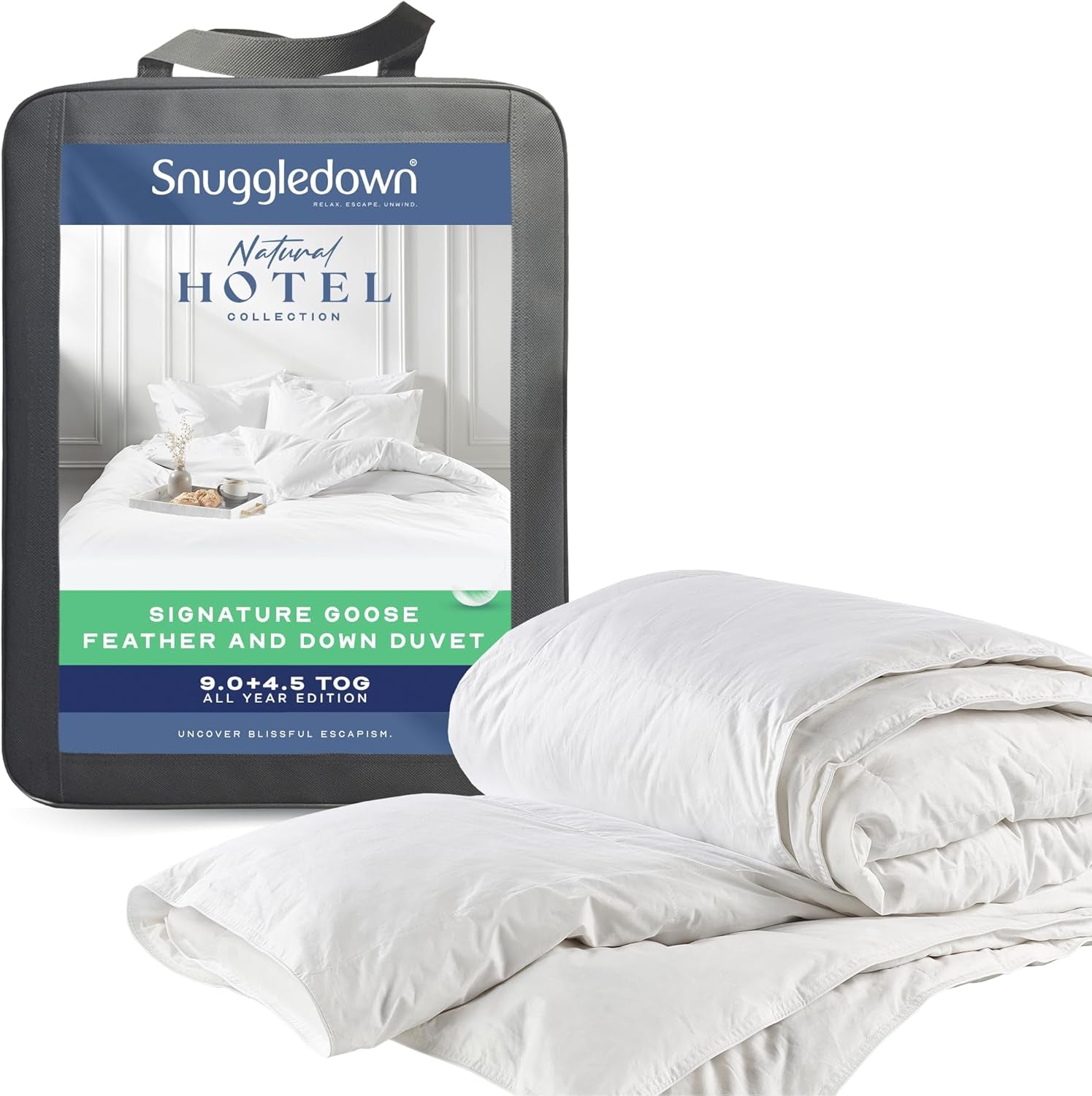 Naty Shop Couette anti-allergie Snuggledown Freshwash, 13,5 Tog chaude pour l'hiver, coton, blanc, lit simple, King Size 13,5 Tog, toute l'année