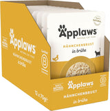 Applaws Nourriture humide pour chats 100 % naturelle, poitrine de poulet en bouillon - Paquet de 12 sachets de 70 g
