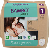 Couches pour bébé Bambo Nature, taille 1 (2-4 kg), boîte mensuelle de 132 unités | Couches haut de gamme avec protection améliorée contre les fuites | Confort et liberté ultimes pour les nouveau-nés | Couches testées dermatologiquement