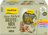 GimCat Near Nature Trial Mix 12 Pack - Aliment humide sans céréales pour chats à partir de 7 mois avec une recette adaptée à l'espèce et à la proie - 12 sachets (12 x 85 g)