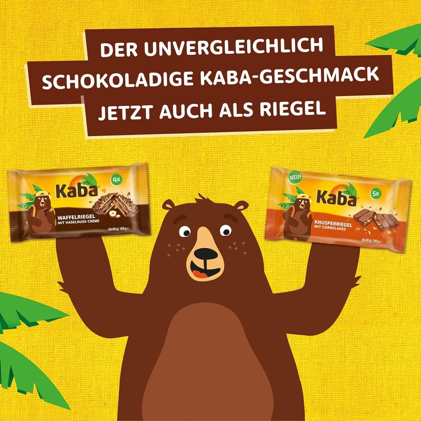 Barres napolitaines Kaba 40g, 4 barres croquantes fourrées de gaufrettes et de fine crème de noisettes, en multipack au goût original Kaba
