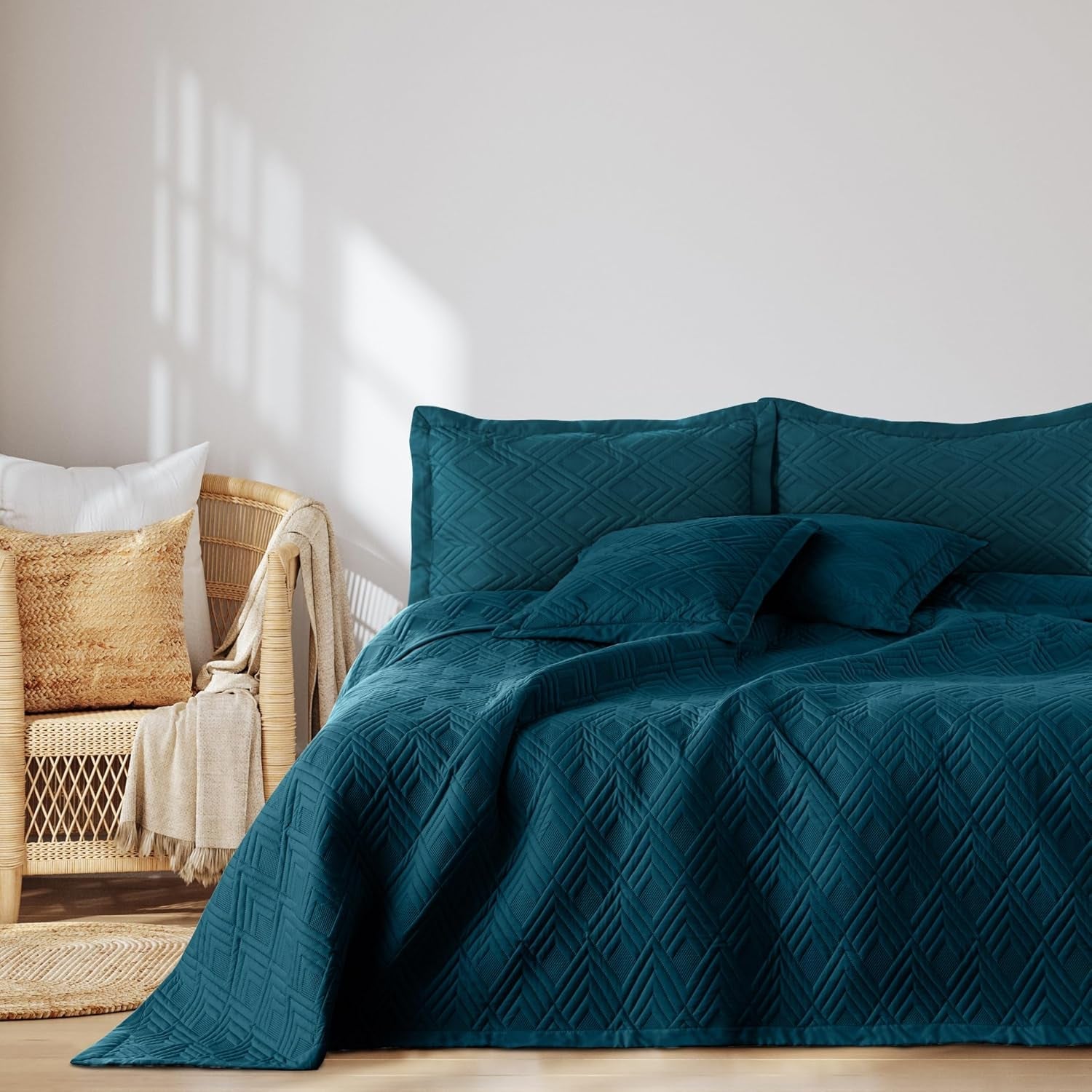 Ameliahome Couvre-lit 170X210 Cm Couvre-lit Double Face Matelassage Ultrasonique Polyester Ophelia Vert Foncé Lits et Couvertures Besuche den AmeliaHome-Store Ofelia Indigo 260X280 Cm