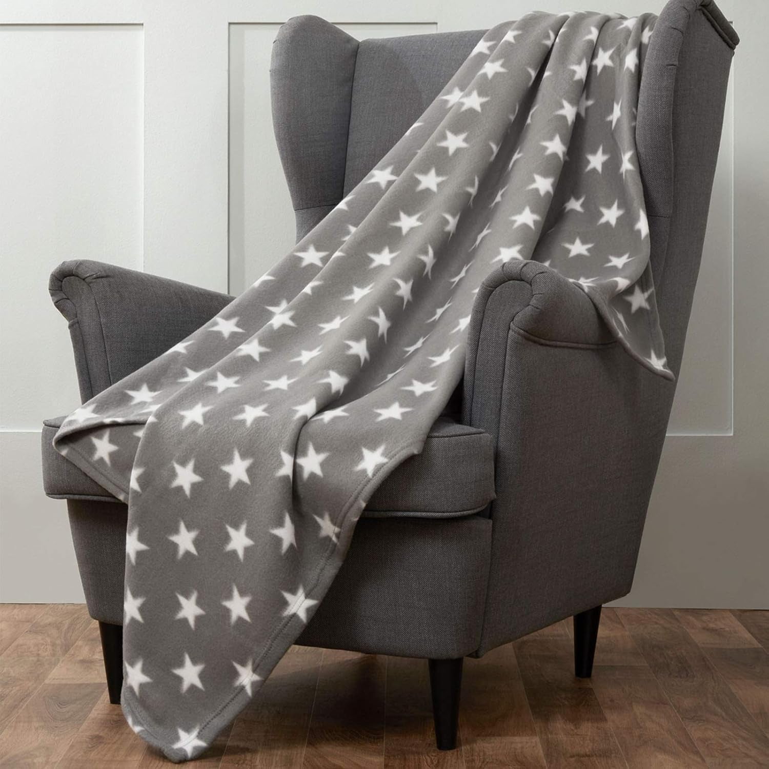 DREAMSCENE couverture confortable couverture moelleuse couverture polaire - couverture de salon chaude hiver douce, couverture de canapé, couverture de canapé, couverture câline enfants, salon et couvertures câlines 120X150Cm, couverture de canapé étoiles grises Lits et couvertures Besuche den DREAMSCENE-Store