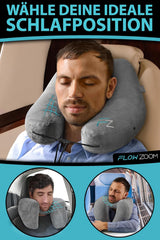 FLOWZOOM AIR Oreiller Cervical Gonflable avec Capuche - Oreiller Cervical Avion - Oreiller de Voyage - Oreiller Cervical Gonflable Rapide - Oreiller Avion - Oreiller de Voyage - Oreiller Cervical pour Adultes (Gris) Oreillers Cervicaux Orthopédiques Naty Shop